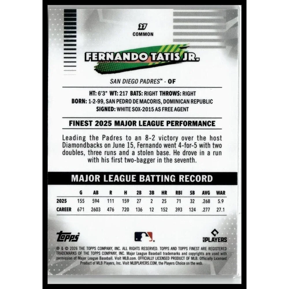 2026 Finest Fernando Tatis Jr. Geometric Refractors